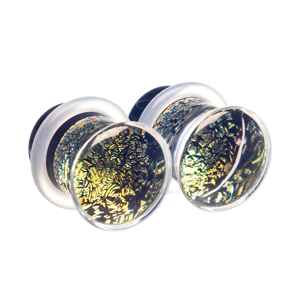 Dichroic Glass Plugs - Gold
