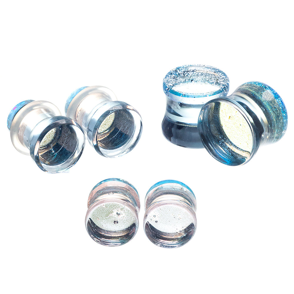 Deluxe Dichroic Glass Plugs - Indigo Silver