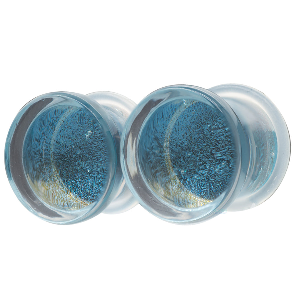 Deluxe Dichroic Glass Plugs - Indigo Silver
