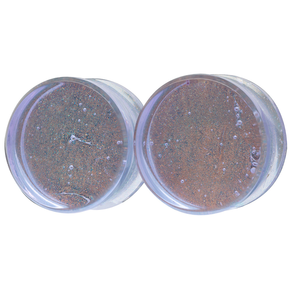 Deluxe Dichroic Glass Plugs - Lavender Gold