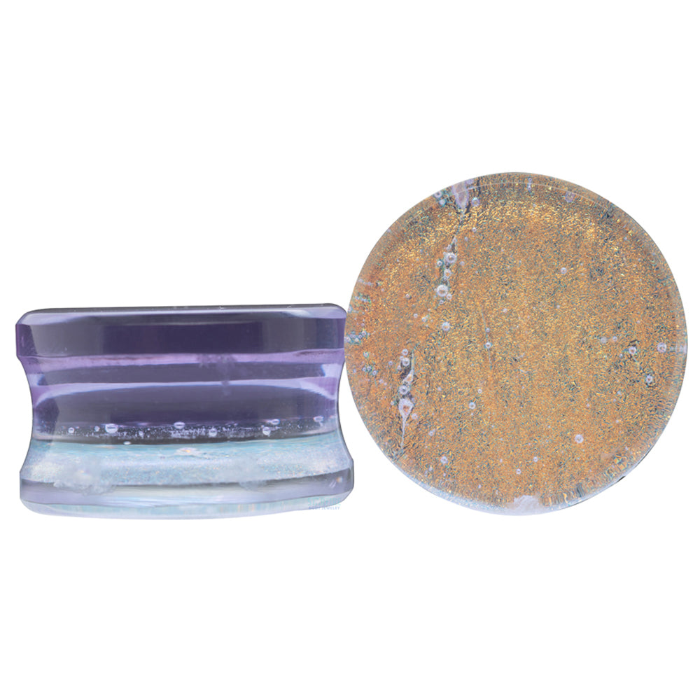 Deluxe Dichroic Glass Plugs - Lavender Gold
