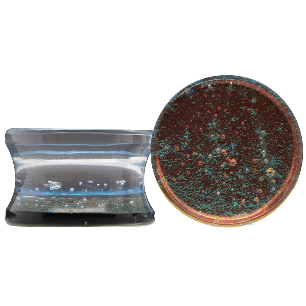 Deluxe Dichroic Glass Plugs - Smoke Turquoise