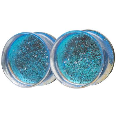 Deluxe Dichroic Glass Plugs - Smoke Turquoise