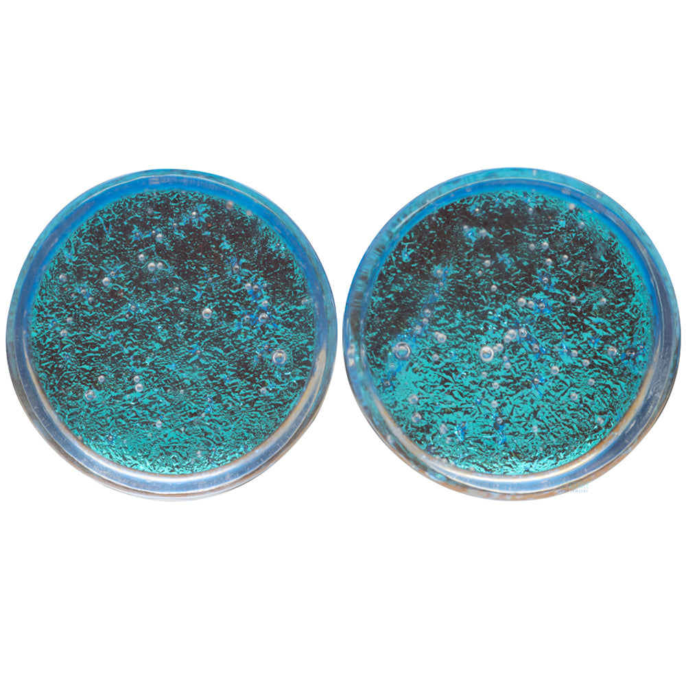 Deluxe Dichroic Glass Plugs - Smoke Turquoise