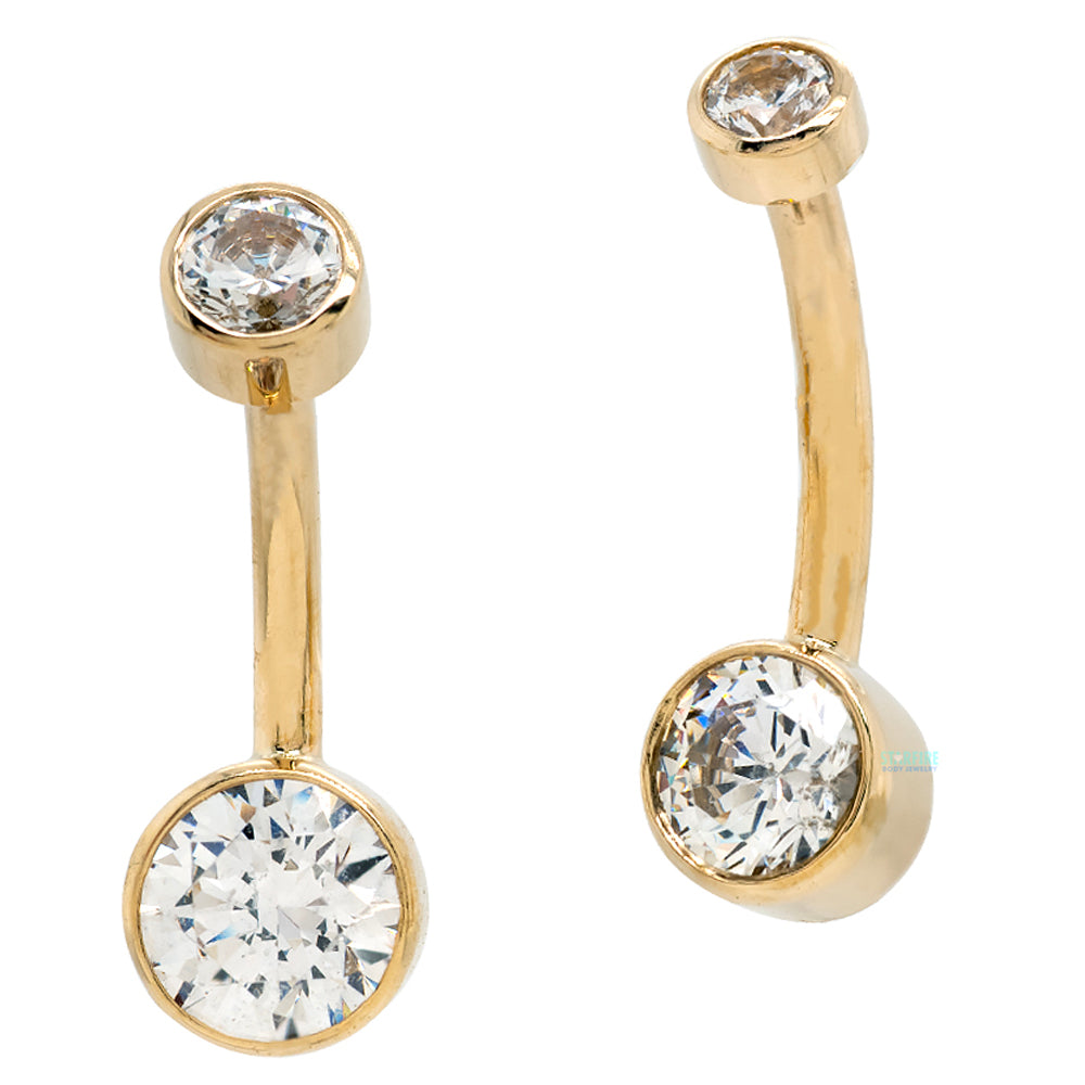 Bezel-Set Navel Curve in Gold & Platinum with White CZ's