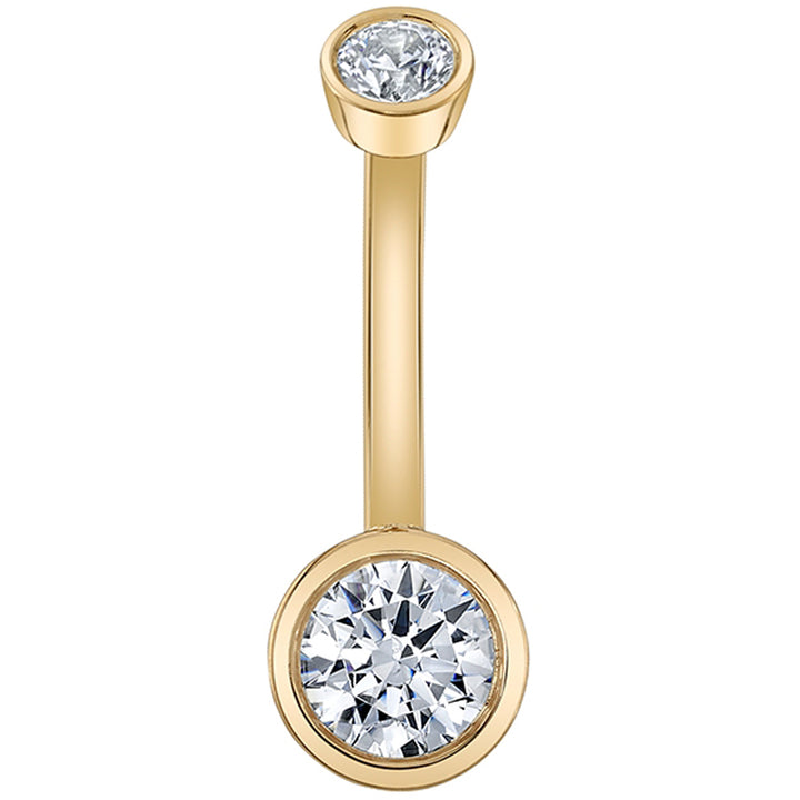 Bezel-Set Navel Curve in Gold & Platinum with DIAMONDS
