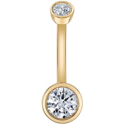 Bezel-Set Navel Curve in Gold & Platinum with DIAMONDS