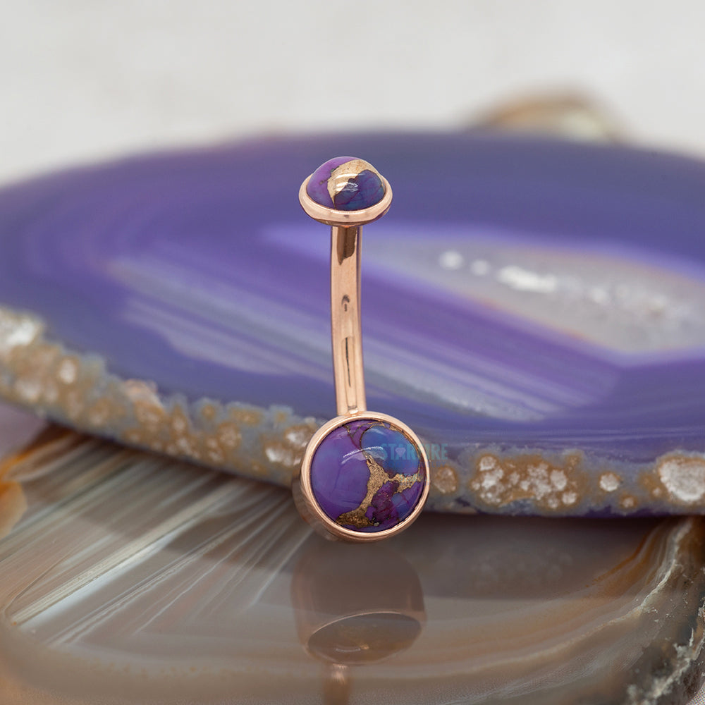 Bezel-Set Navel Curve in Gold with Copper Purple Turquoise