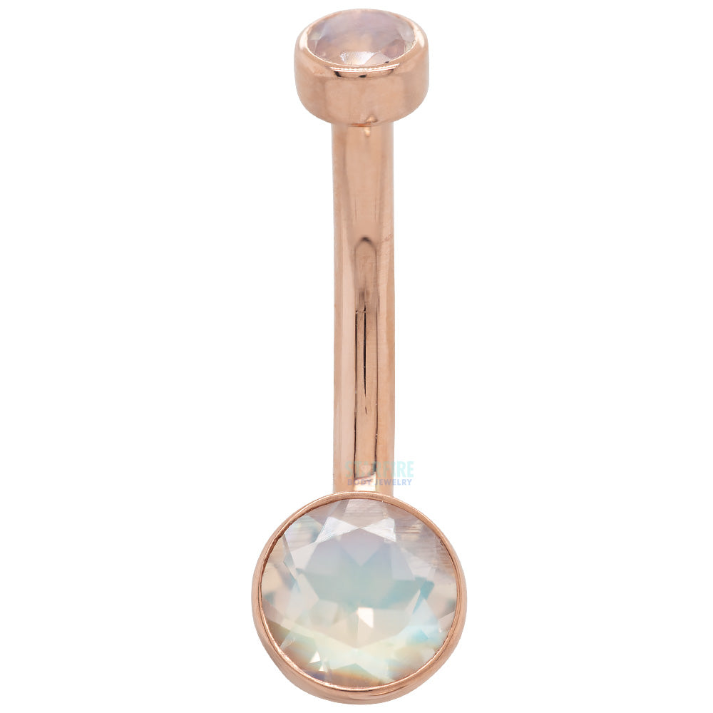 Bezel-Set Navel Curve in Gold with Faceted Rainbow Moonstones