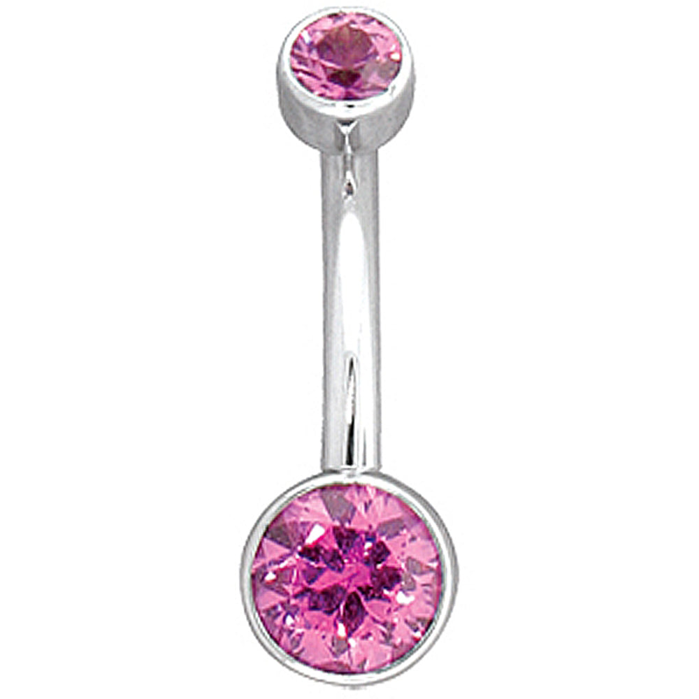 Bezel-Set Navel Curve in Gold & Platinum with Rhodolite