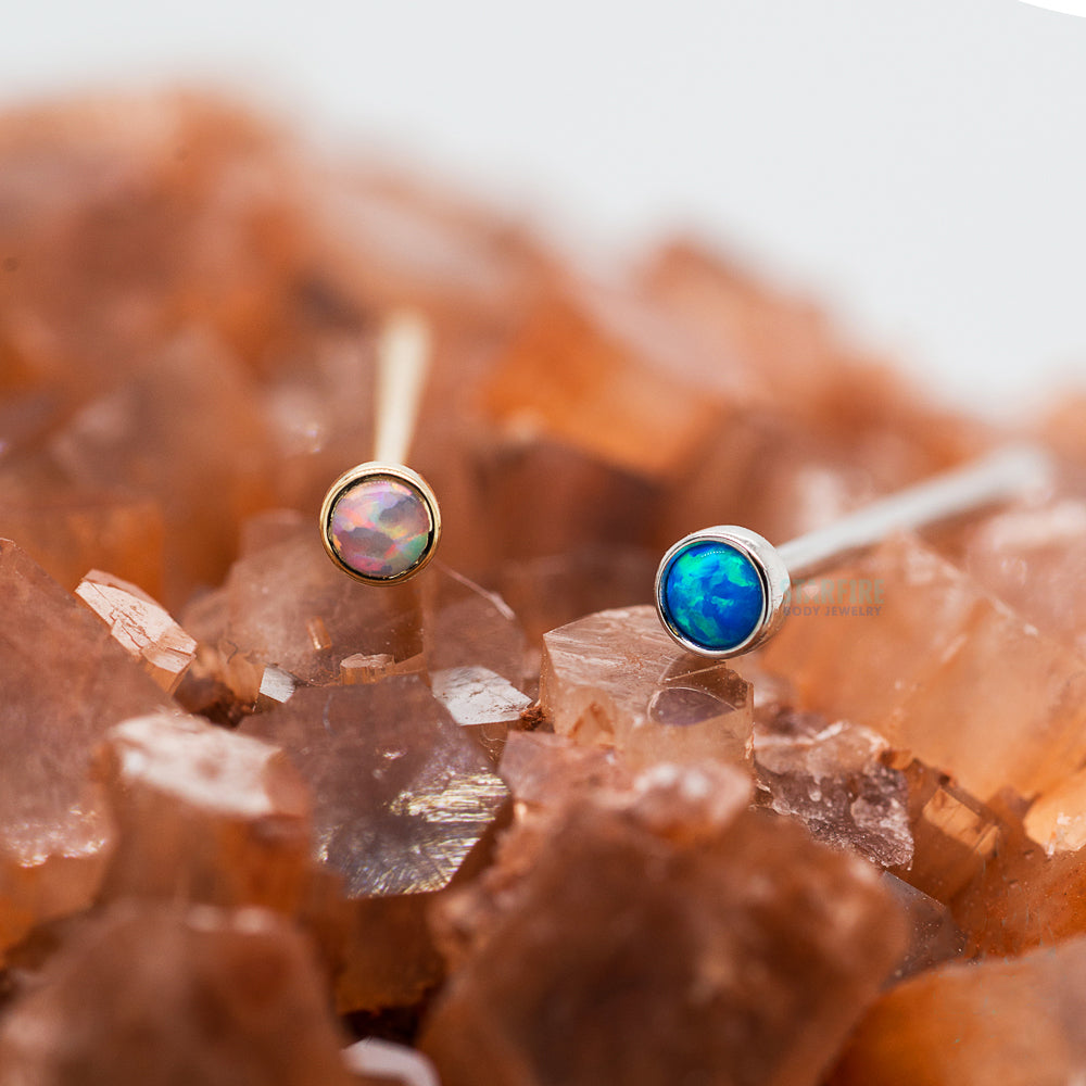Opal in Cup Setting Nostril Screw in Gold & Platinum