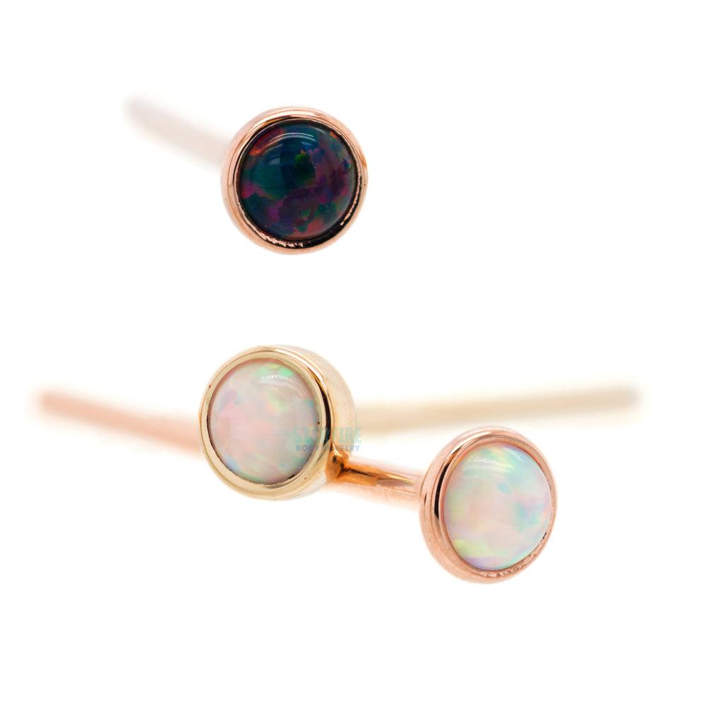 Opal in Cup Setting Nostril Screw in Gold & Platinum