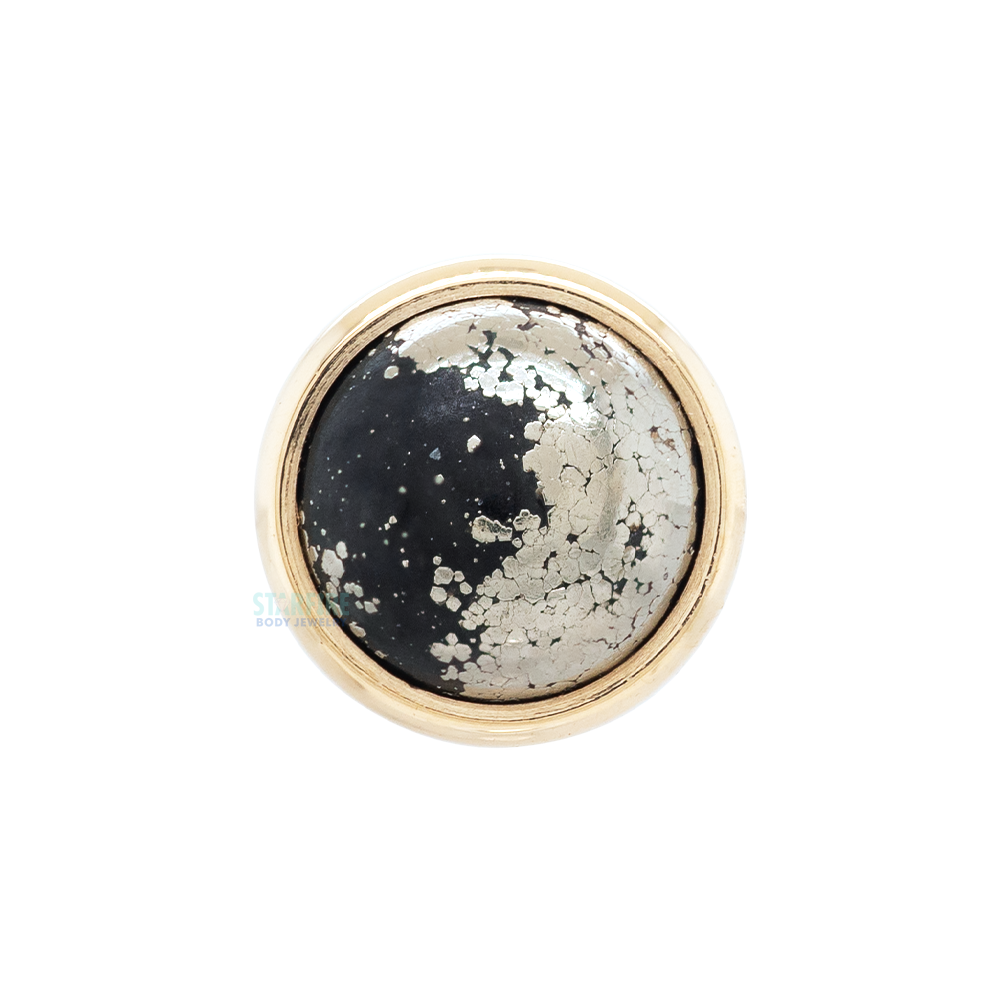 Pyrite in Cup Setting Threaded End in Gold & Platinum