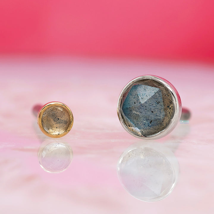 Rose Cut Labradorite in Cup Setting Threaded End in Gold