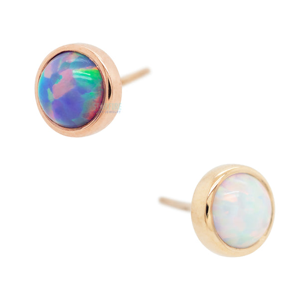 Bvla Opals Bvla Round Cup Threadless: 3mm Round Opal Pin In Gold Cup