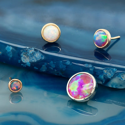 threadless: 2mm Round Opal Pin in Gold Cup