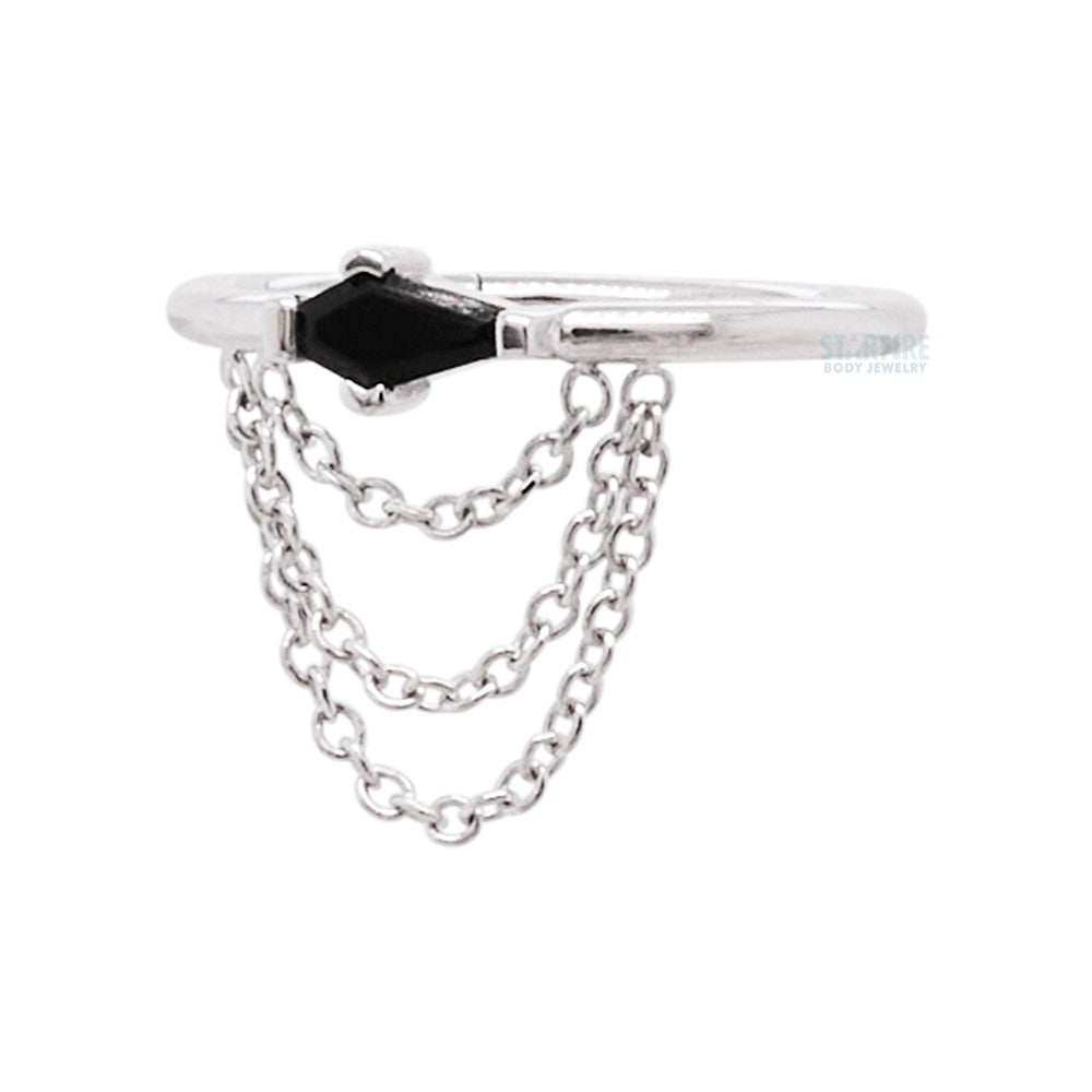 "Not Dead Yet" with Chains Hinge Ring in Gold with Onyx
