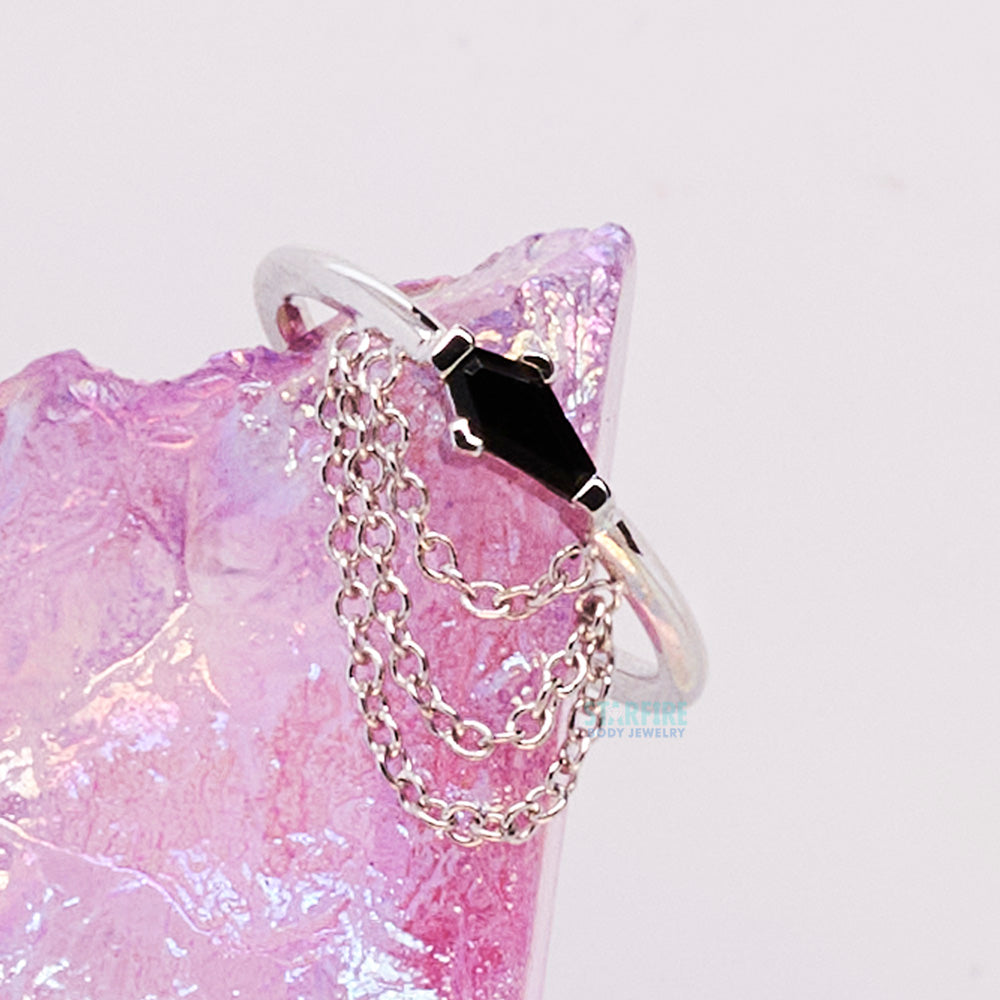 "Not Dead Yet" with Chains Hinge Ring in Gold with Onyx
