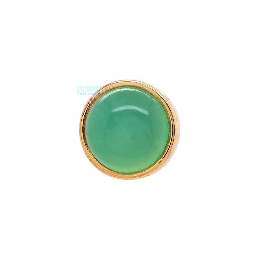 Chrysoprase in Cup Setting Threaded End in Gold