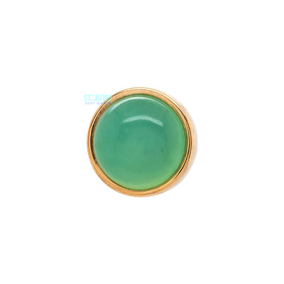 Chrysoprase in Cup Setting Threaded End in Gold