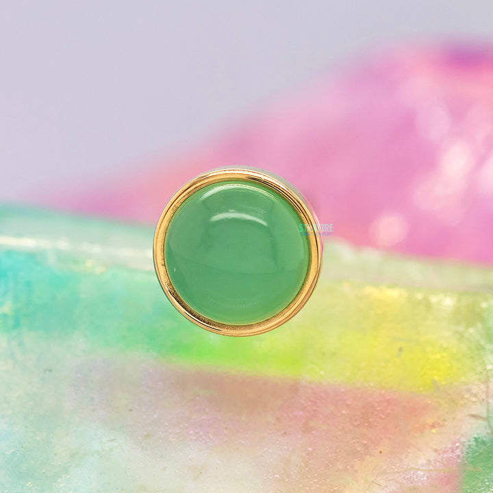 Chrysoprase in Cup Setting Threaded End in Gold