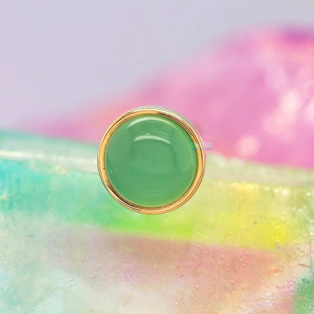 Chrysoprase in Cup Setting Threaded End in Gold