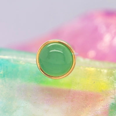 Chrysoprase in Cup Setting Threaded End in Gold