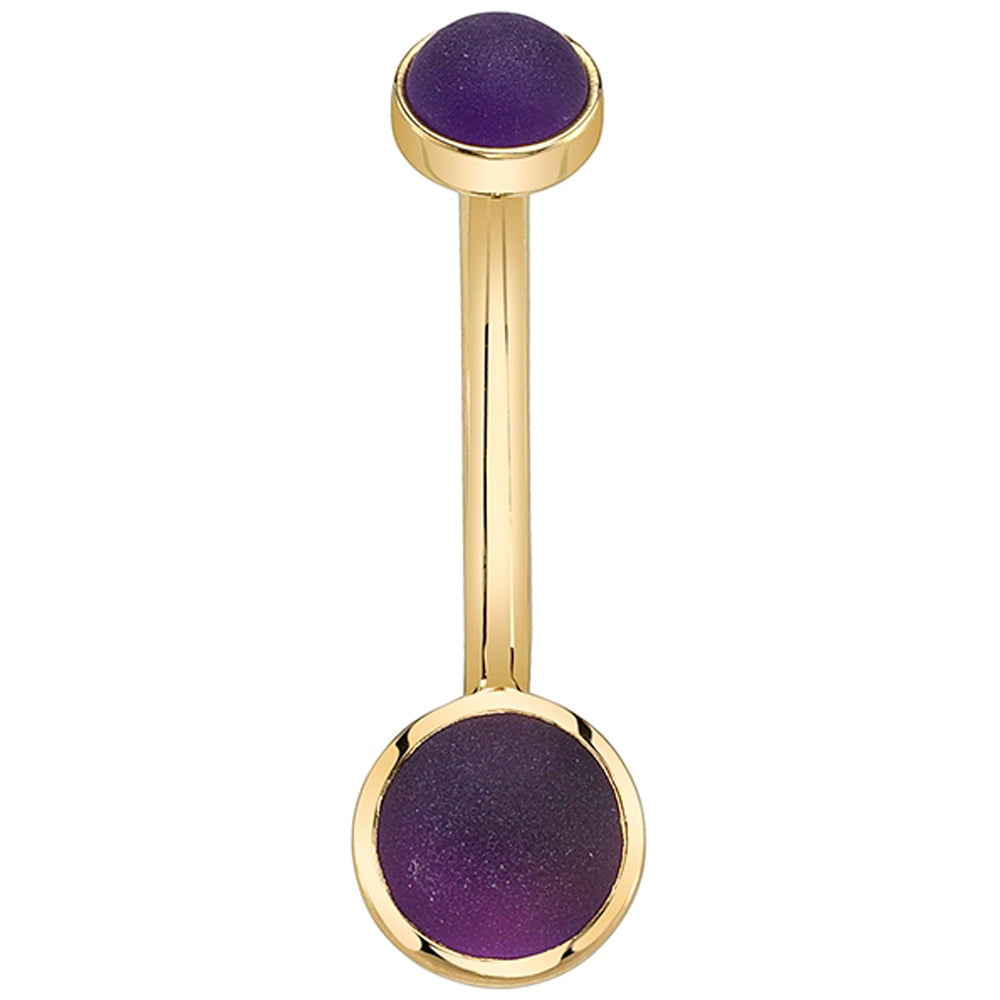 Classic Cup Navel Curve in Gold & Platinum with Sandblasted Amethyst