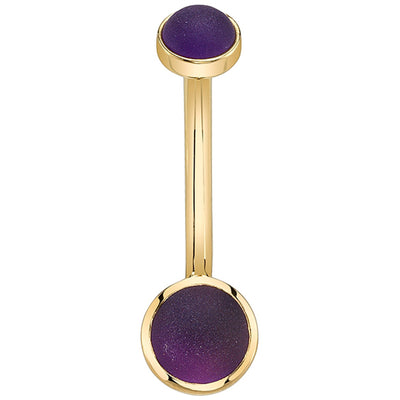 Classic Cup Navel Curve in Gold & Platinum with Sandblasted Amethyst