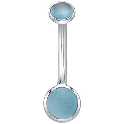 Classic Cup Navel Curve in Gold & Platinum with Sandblasted Aquamarine