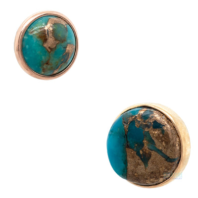 Copper Blue Turquoise in Cup Setting Threaded End in Gold