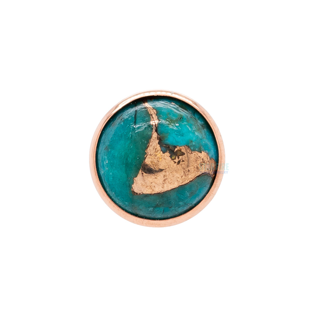 Copper Blue Turquoise in Cup Setting Threaded End in Gold & Platinum
