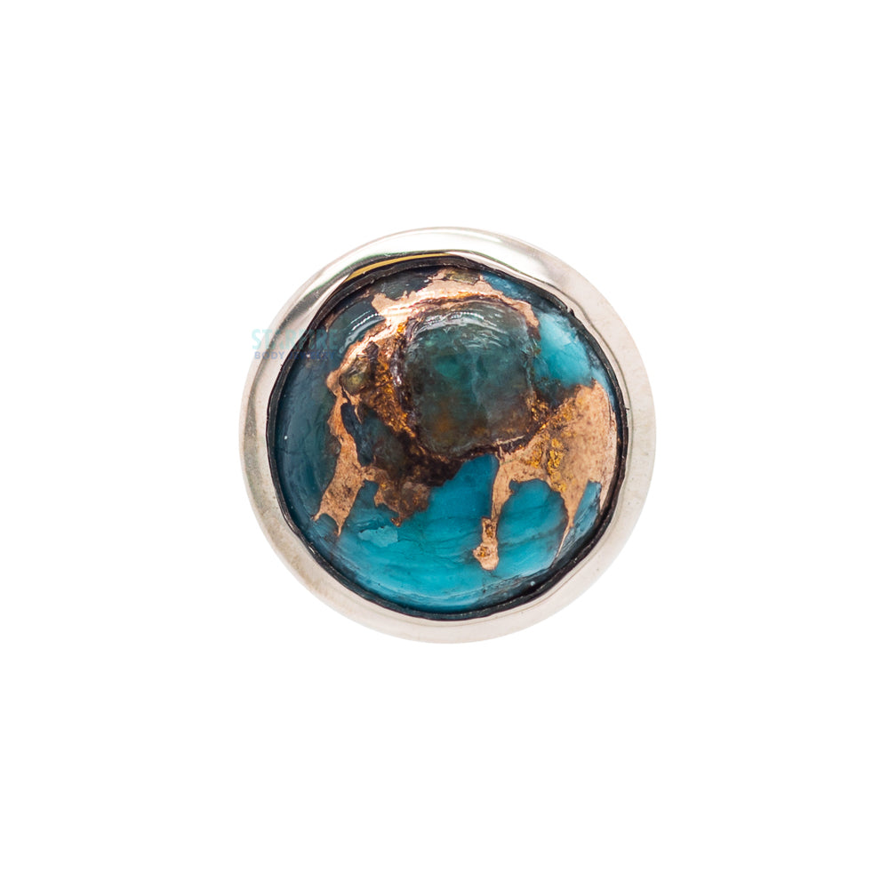Copper Blue Turquoise in Cup Setting Threaded End in Gold & Platinum