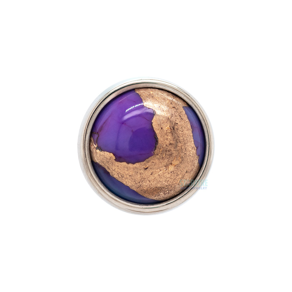 Copper Purple Turquoise in Cup Setting Threaded End in Gold & Platinum