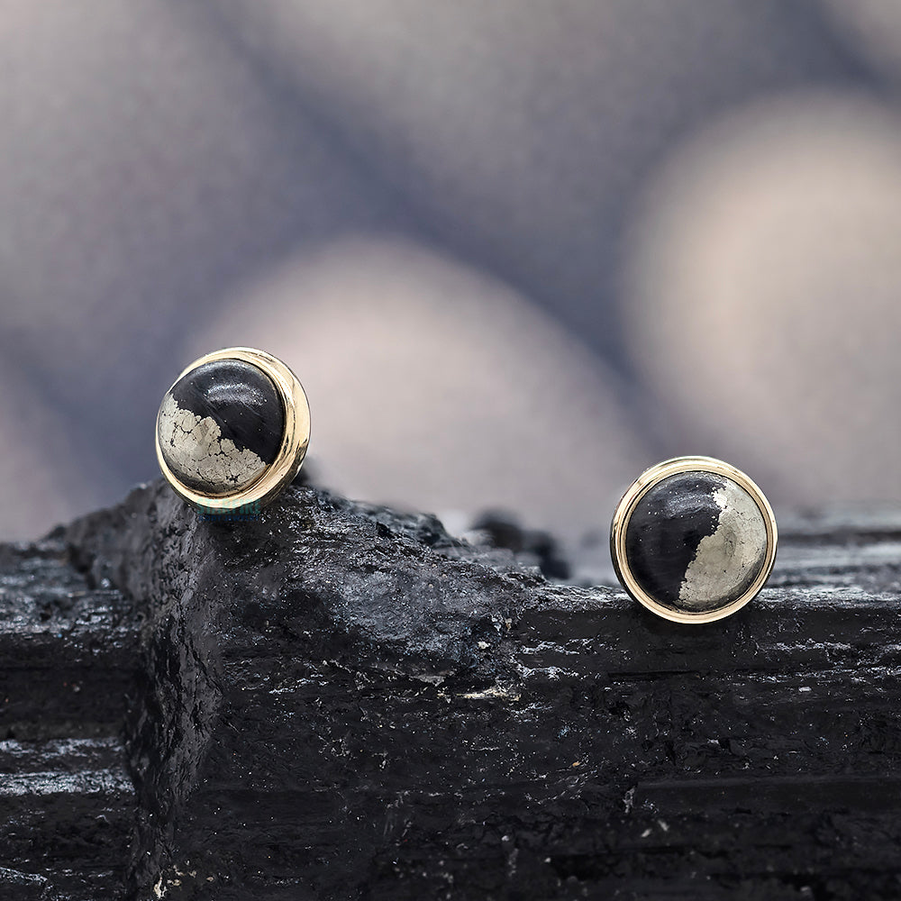 Pyrite in Cup Setting Threaded End in Gold
