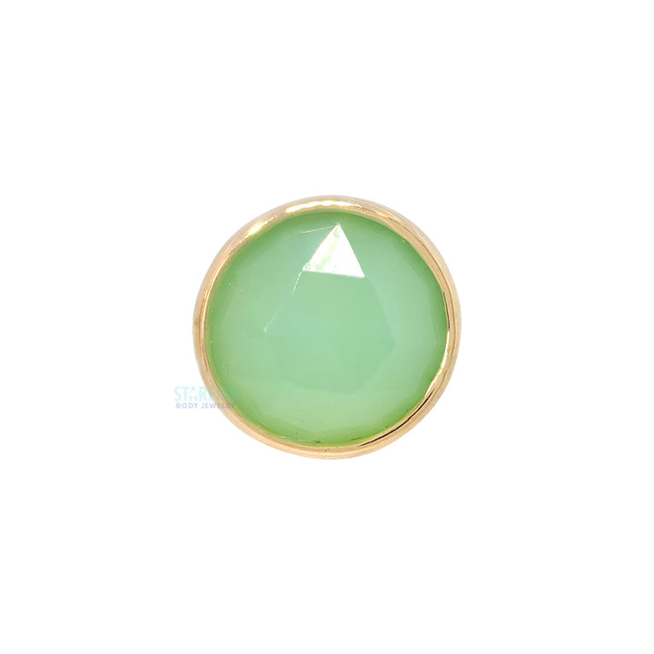 Rose Cut Chrysoprase in Cup Setting Threaded End in Gold & Platinum