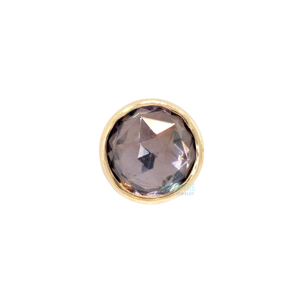 Rose Cut Iolite in Cup Setting Threaded End in Gold & Platinum