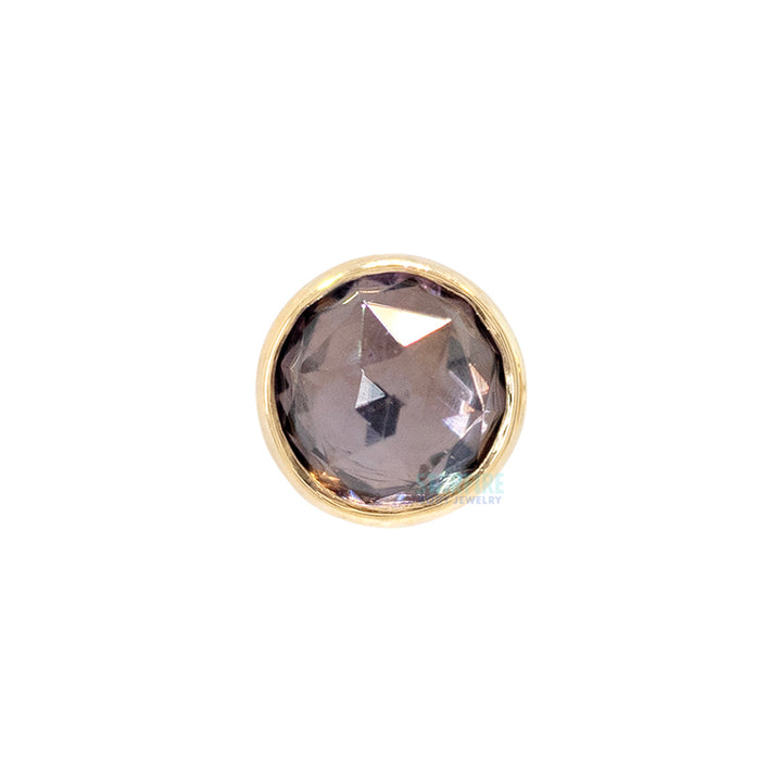 Rose Cut Iolite in Cup Setting Threaded End in Gold & Platinum