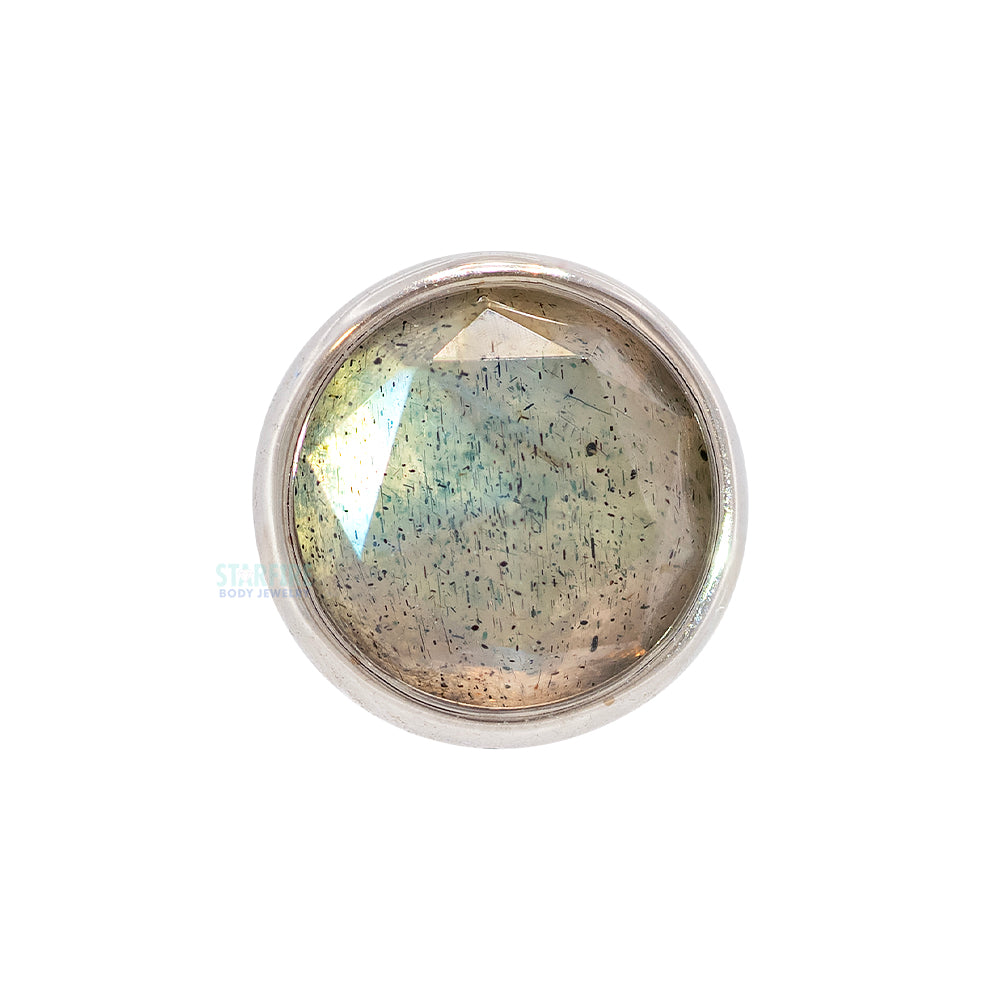 Rose Cut Labradorite in Cup Setting Threaded End in Gold