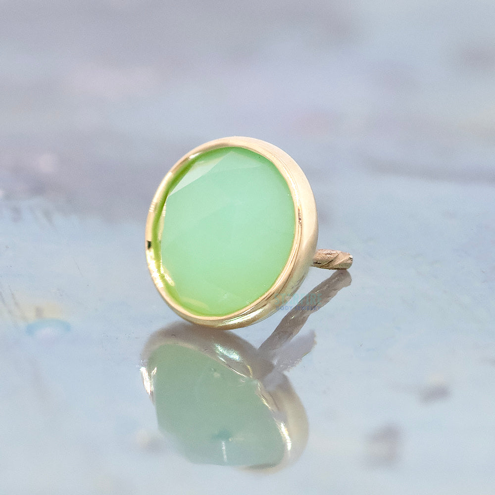 threadless: Rose Cut Chrysoprase in Cup Setting Pin in Gold & Platinum