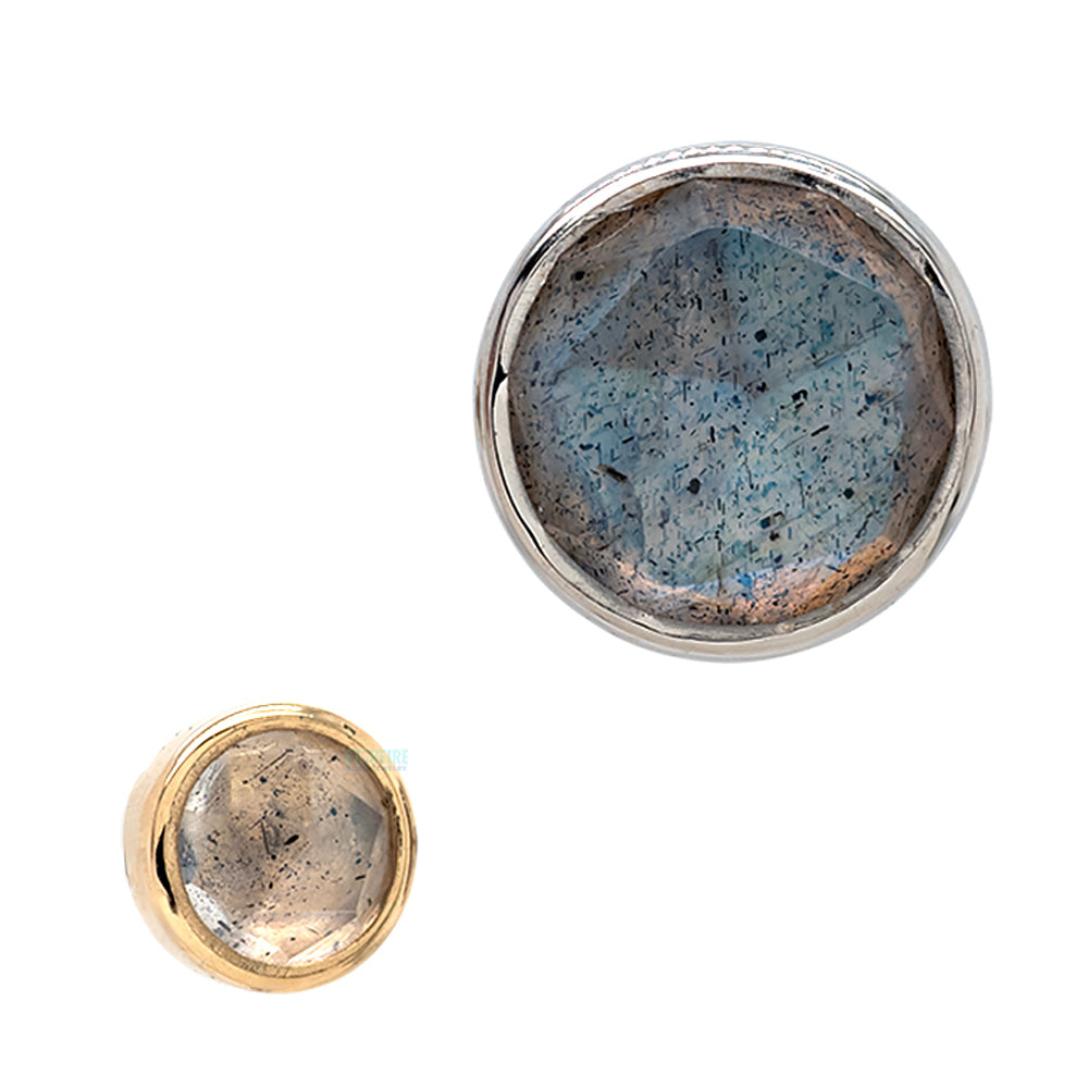 Rose Cut Labradorite in Cup Setting Threaded End in Gold