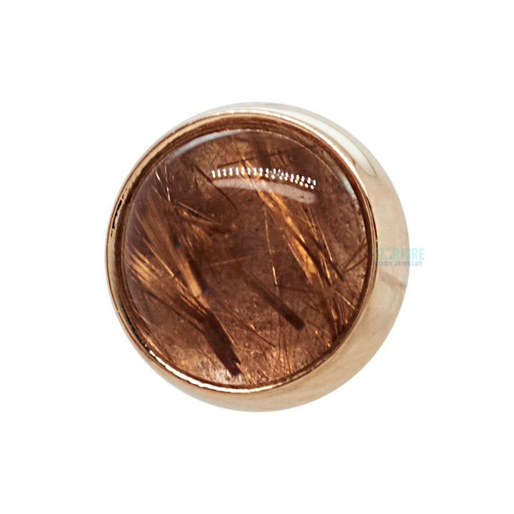 COPPER Rutilated Quartz in Cup Setting Threaded End in Gold