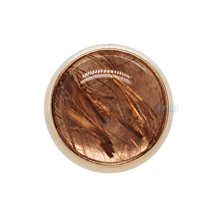 COPPER Rutilated Quartz in Cup Setting Threaded End in Gold