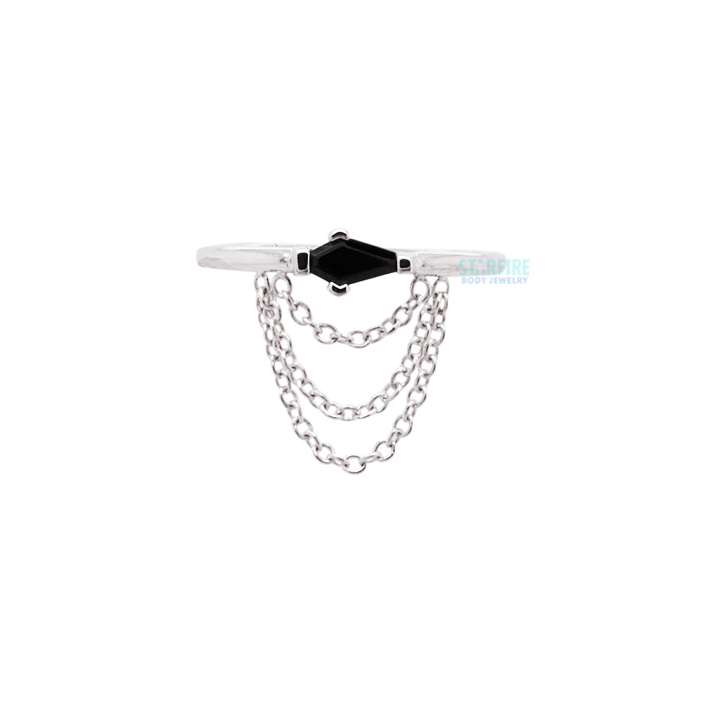 "Not Dead Yet" with Chains Hinge Ring in Gold with Onyx