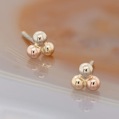 threadless: Tri Bead Cluster Pin in Tri Tone (Yellow, White & Rose) Gold