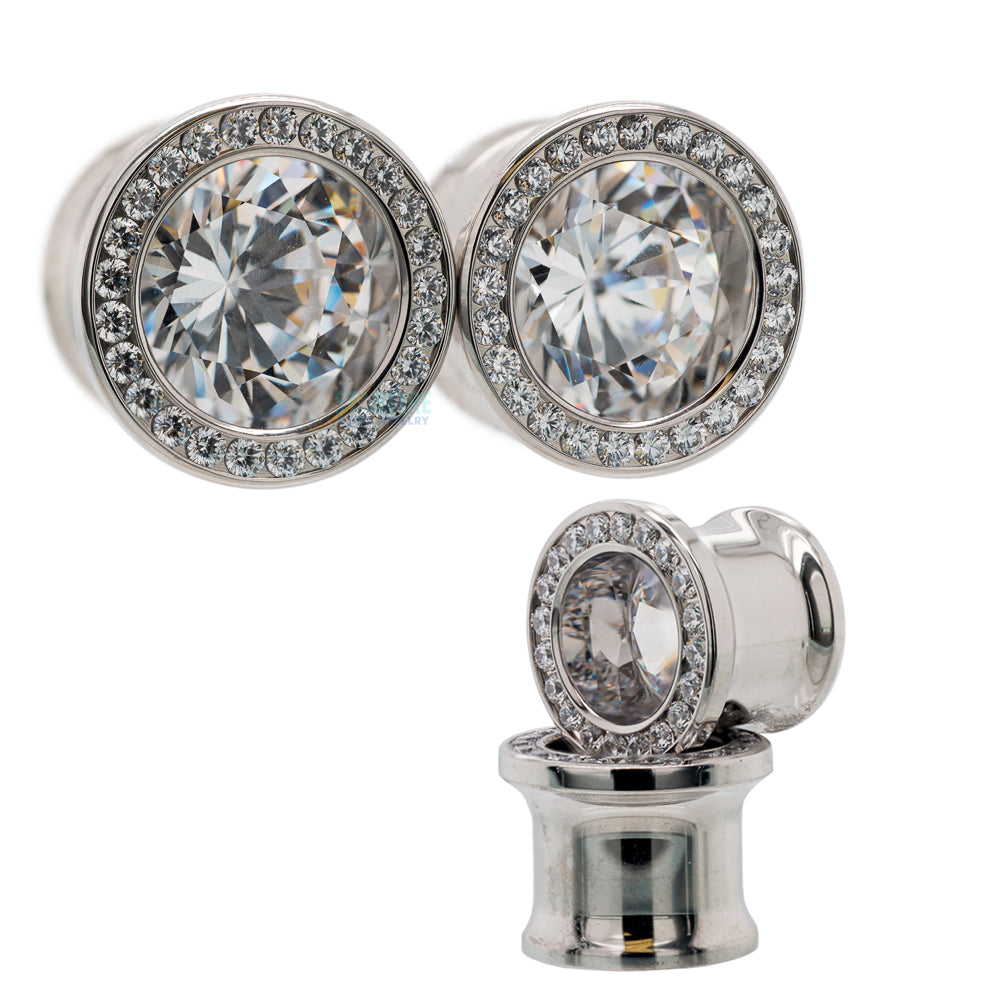 Super Gemmed BIG BLING Plugs ( Eyelets ) with Brilliant-Cut Gems - Amber Yellow
