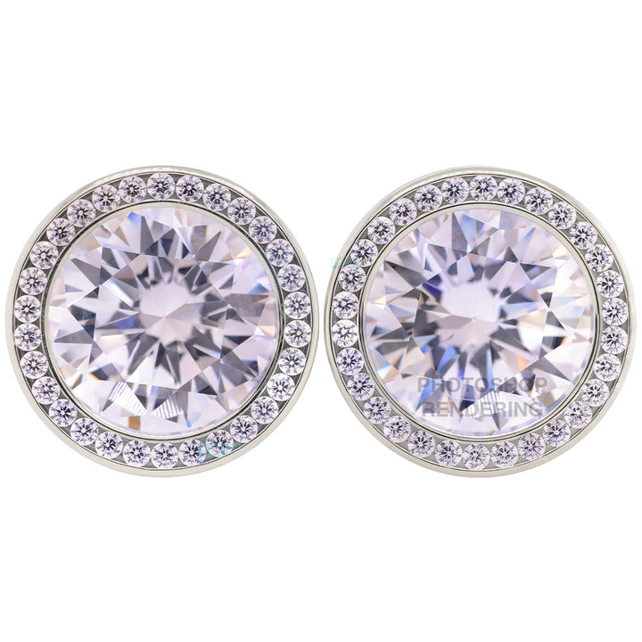 Super Gemmed BIG BLING Plugs ( Eyelets ) with Brilliant-Cut Gems - Amethyst