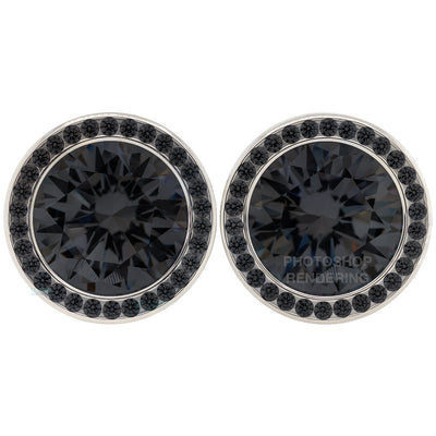 Super Gemmed BIG BLING Plugs ( Eyelets ) with Brilliant-Cut Gems - Black