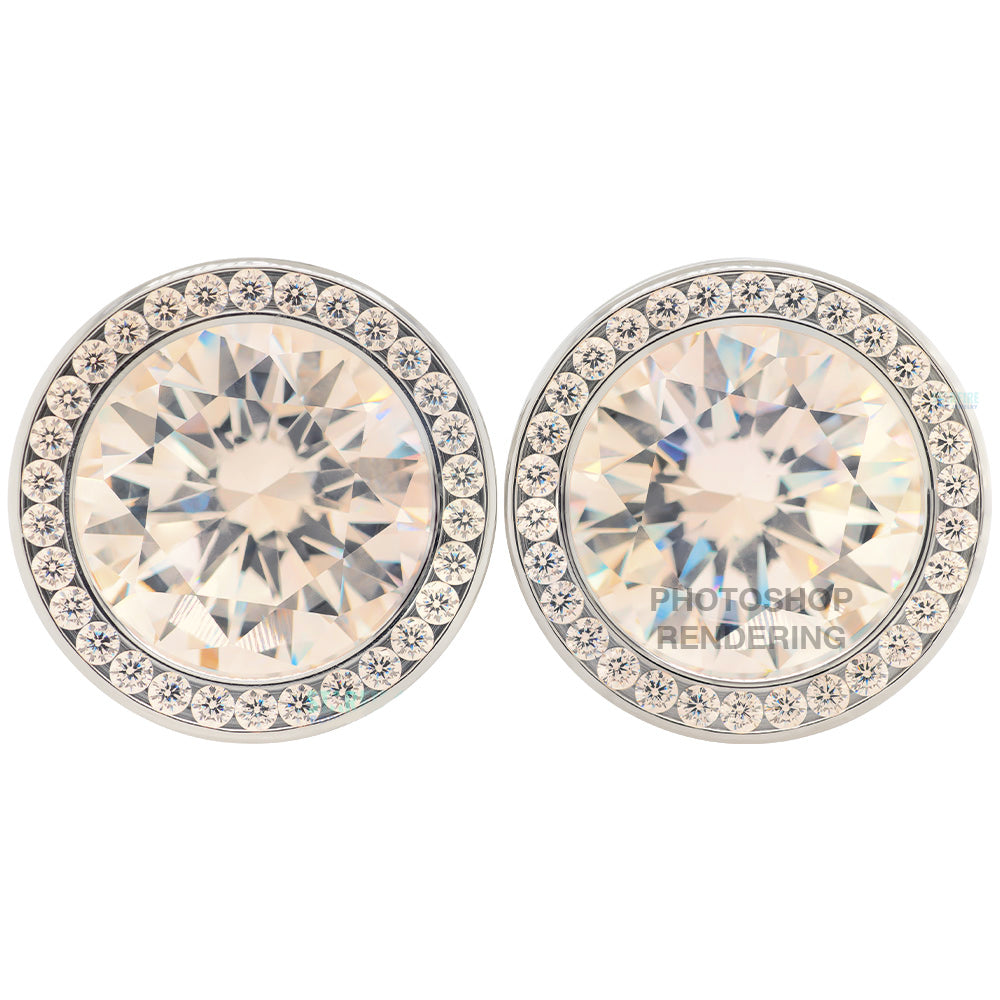 Super Gemmed BIG BLING Plugs ( Eyelets ) with Brilliant-Cut Gems - Champagne