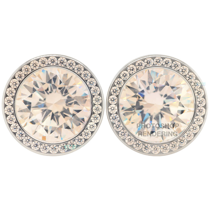 Super Gemmed BIG BLING Plugs ( Eyelets ) with Brilliant-Cut Gems - Champagne